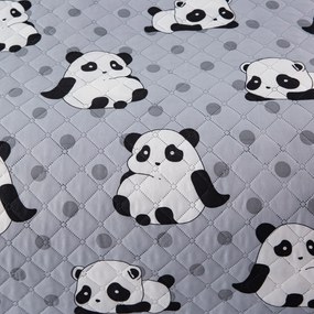 Narzuta na łóżko z wzorem PANDA szary Rozmiar: 170 x 210 cm