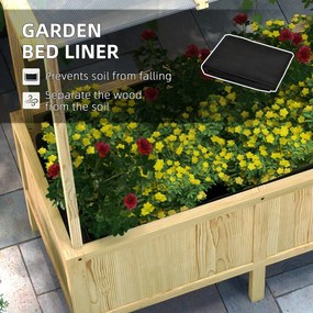 Outsunny Wysokie Łóżko Ogrodowe Drewniane z Tunel Foliowy Skrzynia na Rośliny 110x60x152cm Naturalne | Aosom PL