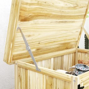 Outsunny Szafka Ogrodowa, Szafka na Narzędzia do Zewnętrznego Użytku, z Powierzchnią Pracy, Drewno i Stal Nierdzewna, Podwójne Drzwi, Drewno Naturalne