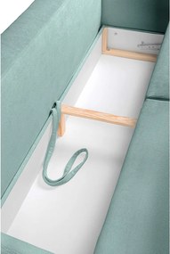 Turkusowa sztruksowa rozkładana/ze schowkiem sofa 215 cm Bjork – Bonami Selection