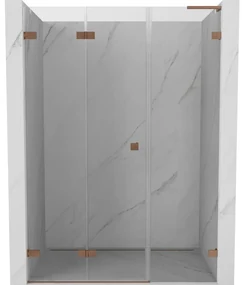Mexen Lunar-F L drzwi prysznicowe składane lewe 140 cm, transparent, miedź szczotkowana - 836SL-140-050-65-00-L