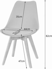 Szare krzesło BALI MARK z bukowymi nogami, ciemnoszare siedzisko