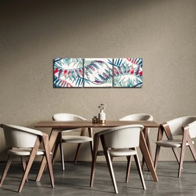 Obraz - Tropikalne liście (z zegarem) (90x30 cm)