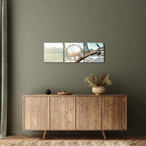 Obraz - Statek (z zegarem) (90x30 cm)
