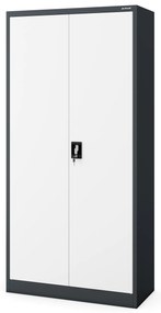 Szafa gospodarcza zamykana DAWID 900 x 1850 x 450 mm, antracytowo-biała