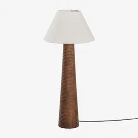Lampa Podłogowa Z Drewna Mango Malva Biały Ø40 Cm - ↑20 Cm Menorca - Sklum