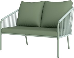 Outsunny Sofa Ogrodowa z Poduszkami 2-osobowa Sofa Rattanowa Lounge Sofa Balkonowa 112 x 72 x 76 cm Zielony