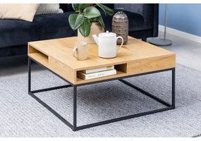 Stolik z blatem w dekorze dębu w ciemnym naturalnym kolorze 80x80 cm Willford – Actona