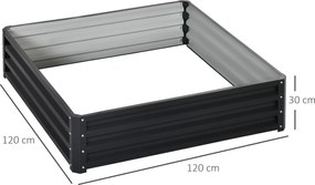 Outsunny Ogród Podwyższone Łóżko Ogrodowe z Stalową Obudową Szare 120x120x30cm Praktyczne i Estetyczne | Aosom PL