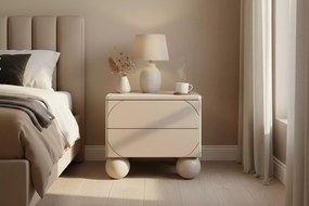 Szafka nocna z dwoma szufladami Sonatia II na nogach kulach 45 cm - kaszmir