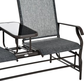 Metalowa ławka ogrodowa 2osobowa krzesło bujane z stołem huśtawka ogrodowa brązowa elegancja i komfort | Aosom PL