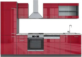 Aneks kuchenny czerwony wysoki połysk/antracyt 300x60x81.6 r-line