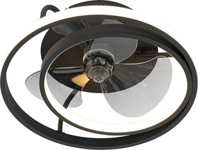 Czarny wentylator sufitowy 46,5 cm z pilotem i oświetleniem LED - Kees