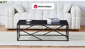 Stolik kawowy z ceramiki i metalu - Efekt czarnego marmuru - MELRONE Pascala Morabito