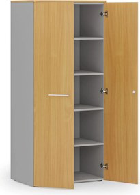 Szafa biurowa z drzwiami PRIMO GRAY, 800 x 500 x 1781 mm, szary/buk