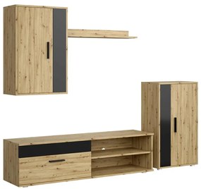 Nowoczesny zestaw mebli dąb artisan+czarny N6-E05