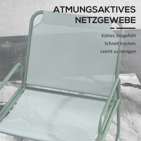 Outsunny Zestaw mebli ogrodowych 3-elementowy, 2 krzesła z oddychającym pokryciem, 1 okrągły stolik Ø60 cm, Zielony