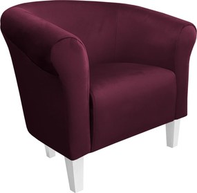 Fotel Milo tkanina Welur wygodny fotel tapicerowany do salonu i sypialni : Kolor nogi - Biała, Kolor tkaniny - VELVET - MG02, Wysokość nogi - 15 cm