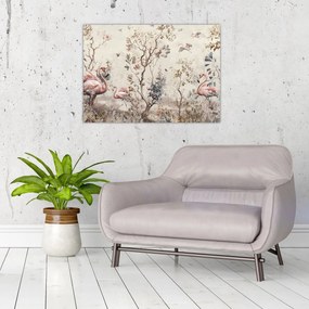 Obraz na szkle - Rysunek flamingów (70x50 cm)