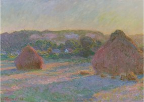 Obraz na szkle - Claude Monet, Stacks of Wheat (End of Summer) , reprodukcje (70x50 cm)