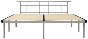 Szare metalowe łóżko małżeńskie 200x200 cm - Nikel