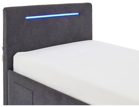 Ciemnoszare tapicerowane łóżko dziecięce ze schowkiem i stelażem 90x200 cm Circle – Meise Möbel