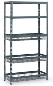 Regał półkowy z koszami, 1790 x 900 x 400 mm, nośność 175 kg, 2 półki + 3 kosze