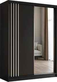 Szafa Przesuwna NELVIA 160 cm z Lustrem Szafa Dwudrzwiowa Czarna