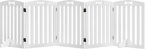 PawHut Wolnostojąca bramka dla psa z podpórkami, do framug drzwi, korytarza, schodów, 258 x 30 x 61 cm, Biała