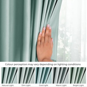 Jasnozielona aksamitna zasłona częściowo zaciemniająca (dimout) 140x270 cm Eyelets – Restilo