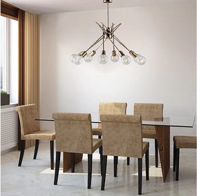 Lampa sufitowa z żelaza szczotkowanego w kolorze brązu, 8 świateł, H.62 Ø64 BL186-PL8-BRZ