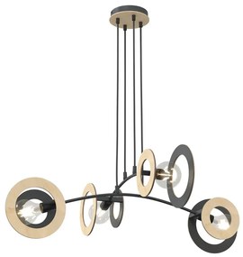 Czarna lampa wisząca z czterema punktami światła - D158 H0-W81