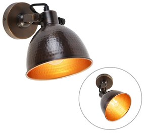 Industrialna lampa ścienna brązowa z miedzianym elementem regulacyjnym - LikoPrzemysłowy Oswietlenie wewnetrzne