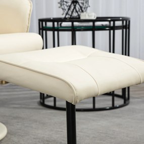 HOMCOM Fotel Masujący z Podnóżkiem, Ergonomiczny Fotel z 10 Punktami Wibracyjnymi, Skóra Ekologiczna, 76 x 81 x 105 cm, Kremowy