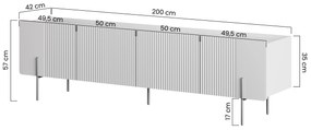 Szafka RTV Malmi 200 cm - czarny mat / czarne nóżki
