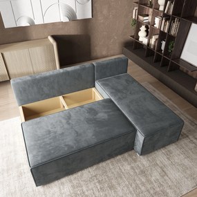 Masseno Narożnik BRISO z funkcją spania i pojemnikiem na pościel Narozniki L, Rozkładana sofa - Szary, MONOLITH 85