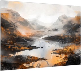 Obraz na szkle - Malowanie górskich krajobrazów (70x50 cm)