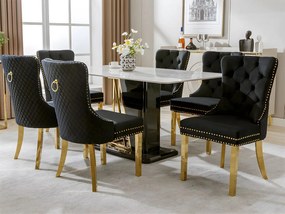 Zestaw 6 krzeseł welurowych z metalowymi nogami - Czarny