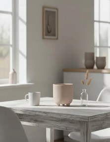 Doniczka Ecru Osłonka 15 cm z Ceramiki na Trzech Nóżkach Designerska Donica