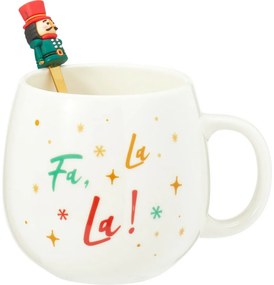 Świąteczny kubek porcelanowy z łyżeczką Dziadek do orzechów 550 ml