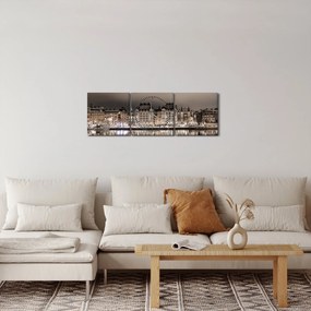 Obraz miasta o zmierzchu (z zegarem) (90x30 cm)