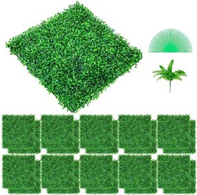 Sztuczne Panelki Buksowe SucceBuy 24 Sztuk | Mury Zagrodowe UV 25.4 x 25.4 cm | Zielona Dekoracja Ogrzewania