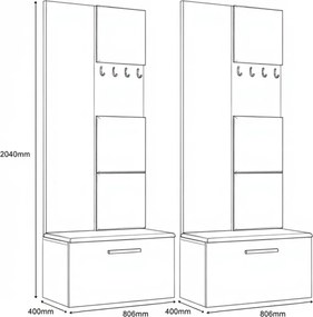 Masseno Garderoba MODULO 161,2/204/40 cm do Przedpokoju Nowoczesna Dąb Artisan