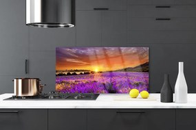 Szkło do Kuchni na Ścianę Pole Lawendy o Zmierzchu