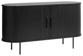 Czarna niska komoda w dekorze dębu z drzwiami przesuwnymi 140x76 cm Nola – Unique Furniture