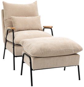 HOMCOM Fotel wypoczynkowy z podnóżkiem, funkcja leżenia, wygodny fotel telewizyjny, 68 x 91,5 x 88 cm, kolor Beżowy