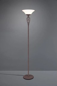 Ciemnobrązowa lampa stojąca ze szklanym kloszem (wysokość 180 cm) Rustica – Trio