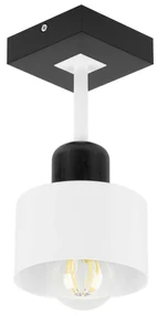 Biało-czarna lampa sufitowa, jednopunktowy spot DWE10x10SC z drewna i