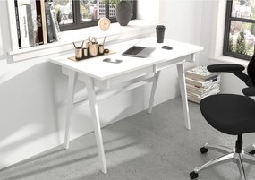 Drewniane biurko z szufladami Visby EDDA / biały RAL