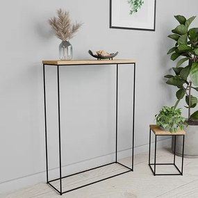 Wąska konsola do przedpokoju dąb artisan + czarny - Krux 4X